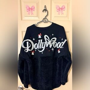 Dollywood Smoky Mountain Holiday Sherpa Glitter Spirit Jersey Size Med FLAW NWOT